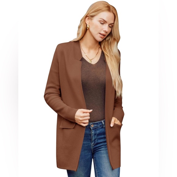 GRACE KARIN 2025 Knit Cardigan Coat Open Front Notch Collar Sweater BlazerJacket - Picture 3 of 5